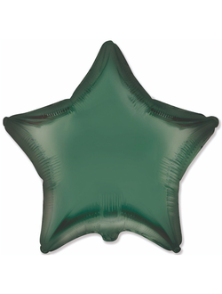 Шар (18''/46 см) Звезда, Темно-зеленый, Сатин