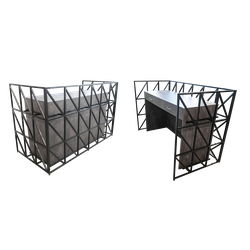 Тучков шоп. Торговое оборудование. Ресепшн. Стойка-ресепшен Стиль из металла и ЛДСП серого цвета