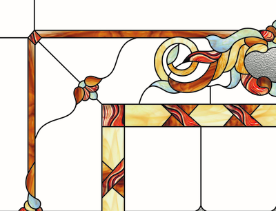Витражная пленка, витражная пленка самоклеющаяся, пленочный витраж с классическим рисунком