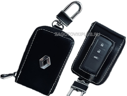 Ключница авто с окошком из натуральной кожи с логотипом RENAULT