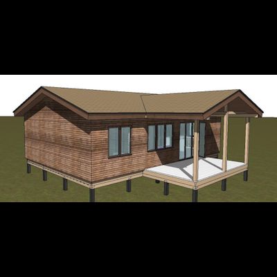 Одноэтажный каркасный дом с тремя спальнями 78м² (SK88)