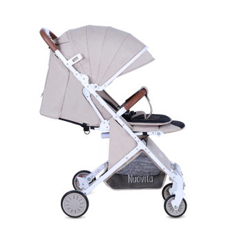 Коляска прогулочная Nuovita Giro Lux Beige, Bianco/Бежевый, Белый