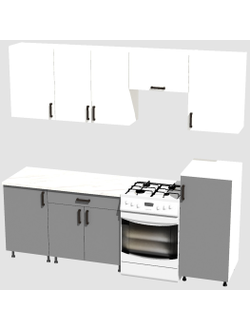 Кухня Эконом 1,8 метра с полуколонкой (1300х500) Цвет: Белый/Базальт