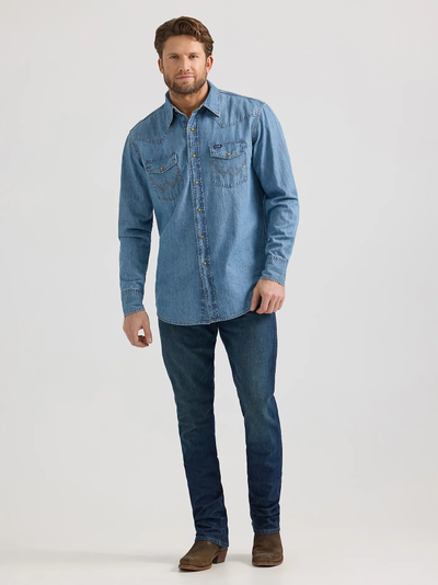 Рубашка Wrangler® Classic Denim Western Snap Shirt