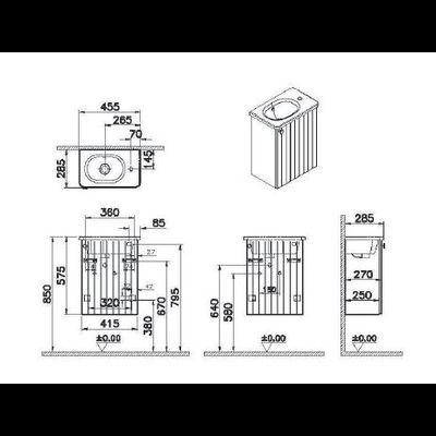 Модуль с круглой раковиной, Vitra Root Groove, 45 см, с дверцей, матовый темно-синий, правосторонний, 69203