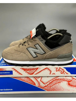 New Balance 574 Beige Black Big Size С Мехом