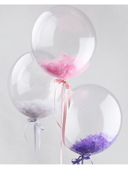 Шар 55 см Сфера с гелием и перьями, шт (Китай)