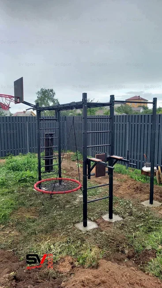 Уличная шведская стенка рукоход с прямым турником