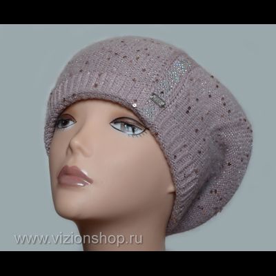 Розовый берет вязаный женский Vizio Визио Италия 6160