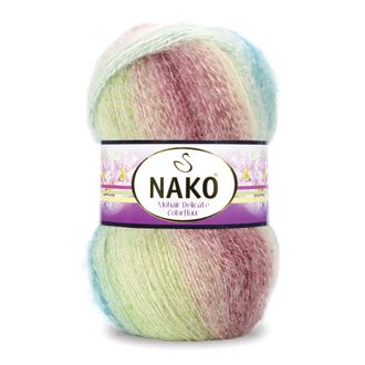 Бирюза-салат-бордо арт.76037  Mohair Delicate Color flow 5% мохер 10% шерсть 85% акрил 100 г/ 500 м