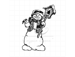 Штамп для скрапбукинга Снеговик со скворечником