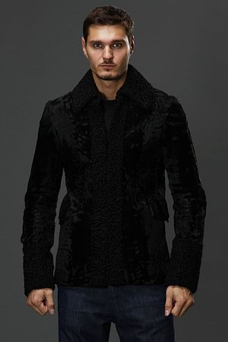 Шуба куртка  мужская зимняя , натуральный мех каракуль арт. Ми-007