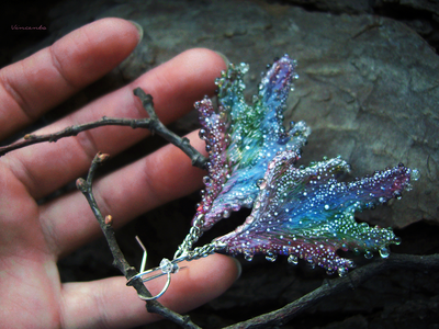 "Крылышки феи Рассветного сада", крупные серьги с капельками