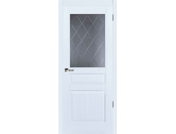 Дверь со стеклом Валенсия, брашированный массив сосны