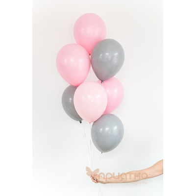 Фонтан из латексных воздушных шаров "серо-розовый"