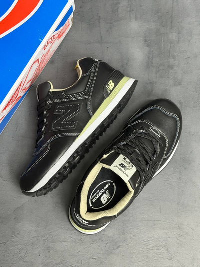New Balance 574 Triple Black Кожаные
