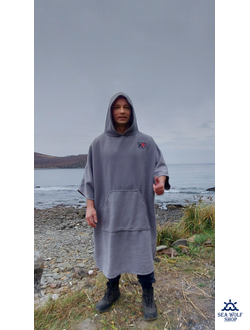 Пончо KF флисовое с капюшоном и шапкой, разные цвета