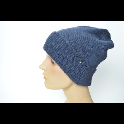 Синяя шапка из альпака и шелка с отворотом Vizio Италия 9015 CRY фото