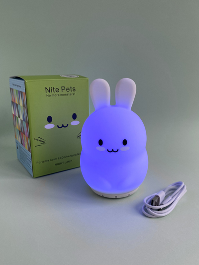 Ночник музыкальный силиконовый ЗАЙЧИК (вертикальный) на аккумуляторе с  функцией белого шума