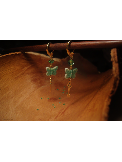 Серьги с бабочками и ключиками &quot;Сказка о Салаточке&quot;