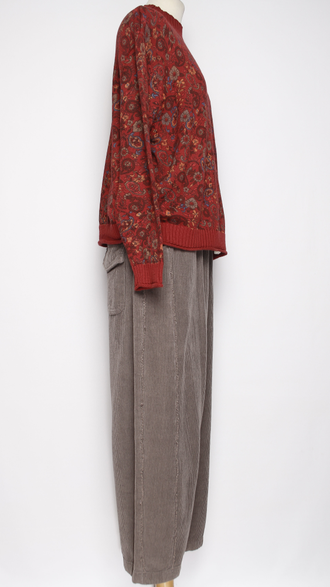 Брюки Бохо вельветовые "Трубы винтажные карман сзади" бежевые р.50-54