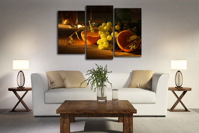 Модульная картина "Виноград с апельсином"