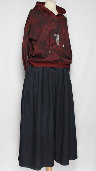 ЮБКА-БРЮКИ  джинсовая "Кокетка широкая " т.синяя р.46-54