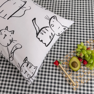 Комплект постельного белья Делюкс Сатин рисунок Котики L 425(двуспальный комплект)