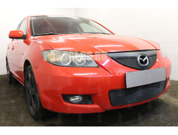 Защита радиатора Mazda 3 2006-2009 (седан) black верх