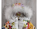 М.17-45 Куртка Moncler белая цветы - белый мех.