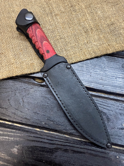 Подарочный нож 6Х9С сталь VG-10, рукоять комбинированная G10 и стабилизированное дерево красное