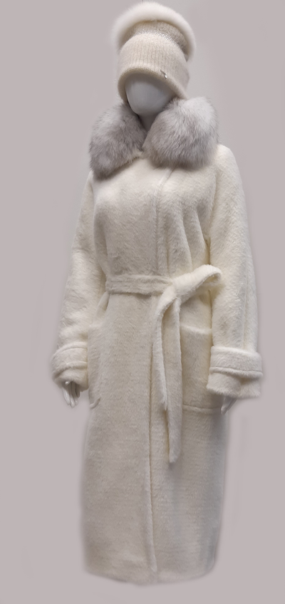 Пушистое женское пальто белое фото пальто Arti Moda