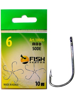 Крючки FishSeason SODE, № 9 с ушком, покрытие BN (10уп.Х10шт.) арт.10006