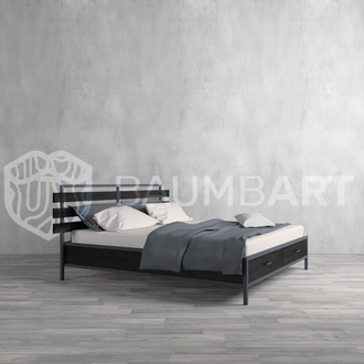 Кровать Наттен / серый металл, черное дерево