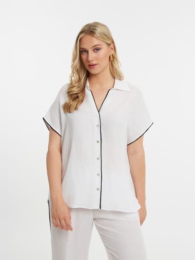 Женская летняя рубашка с контрастном кантом