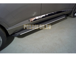 Пороги алюминиевые "Slim Line Silver" 1920 мм ТСС для Genesis GV80 4WD 3D 2020-