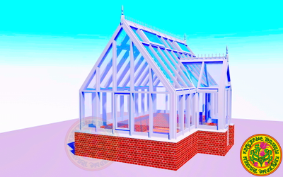 Зимняя английская теплица с холлом ЭЛИЗАБЕТ размером 5800 Х 4200 мм