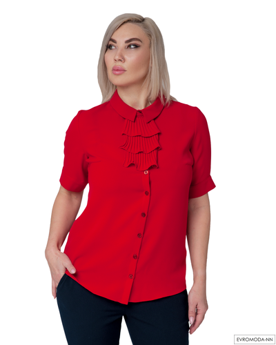Блузка красная с жабо Pretty One 1463 р.40 RU (Акция)