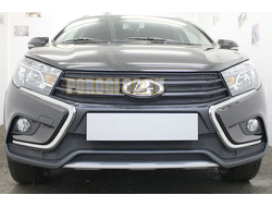 Защита радиатора Lada Vesta 2015- / Vesta SW 2017- / Vesta Cross 2018- / Vesta SW Cross 2018- (4 части) black верх