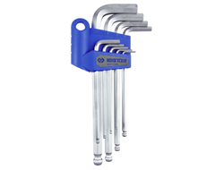 Набор Г-образных шестигранников 1,5-10 мм, длинные, с шаровым окончанием, 9 предметов KING TONY 20110MR