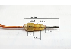 Термопара газовой плиты "DARINA" мод. GM141, GM341, GM441 (2515.051.100-05), L-1000 мм, соед. клемма, на основную горелку духовки.