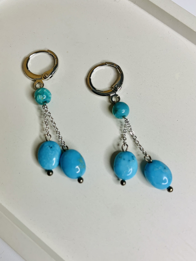 Серьги удлиненные с бирюзой