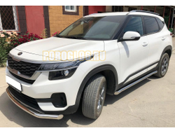 Защита штатного порога труба d60 для Kia Seltos (2019-...)