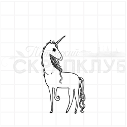 штамп  рисованный единорог