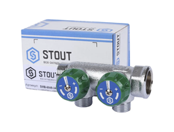 Коллектор регулирующий STOUT 3/4", 2 отвода 1/2" плоское уплотнение (Арт. SMB-6849-341202)