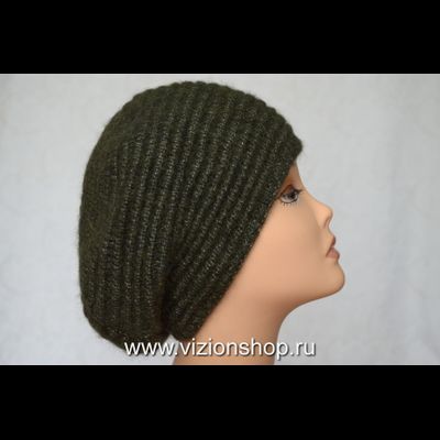 Вязаный берет в полоску женский Vizio Италия 6478 зеленый