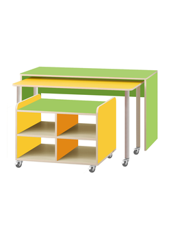 КОМПЛЕКТ.СТОЛЫ ДЕТСКИЕ НА ПОВОРОТНЫХ КОЛЁСНЫХ ОПОРАХ 606