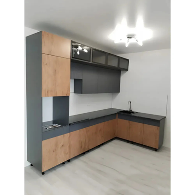 Кухня угловая "МРКГ 200/Оливия" Графит/Экзотическое дерево  3х1.8 м (МР)