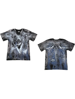Футболка х/б с принтом -ВОЛК" Тотал (двухсторонний принт, мужская)