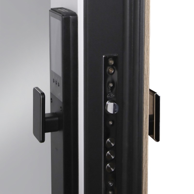 Стальная дверь   Конструктор с зеркалом (биометрический замок Smart lock Y12)